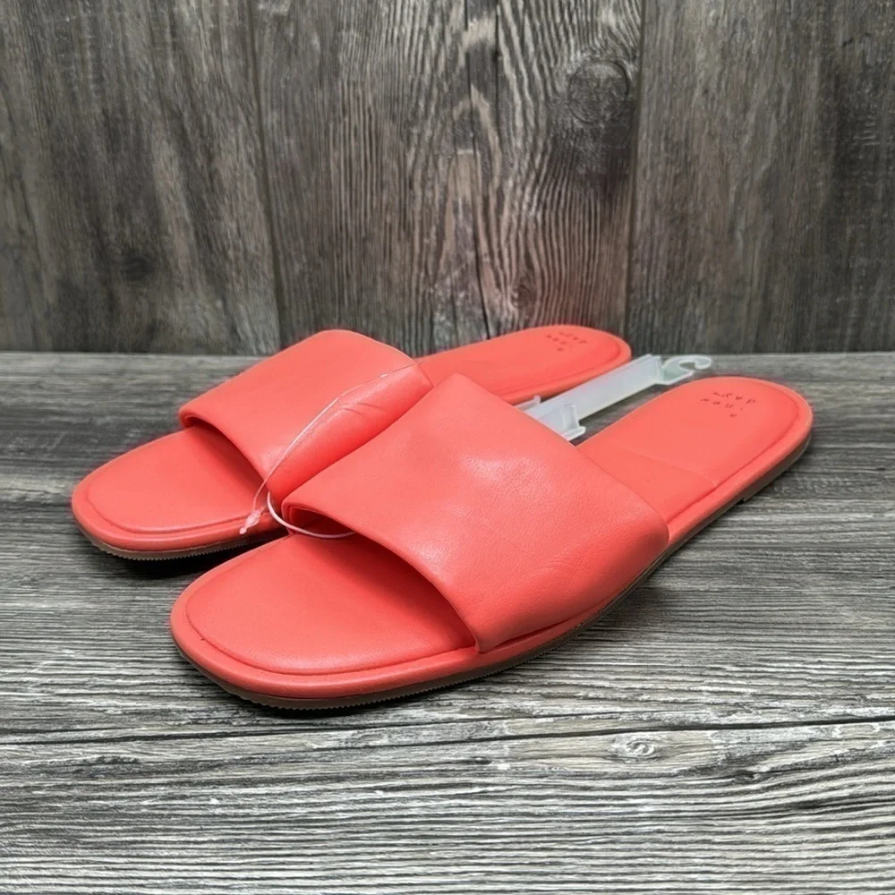 Women's Lulu Slide Sandals - A New Day Coral Orange